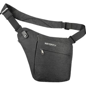 Waterfly Crossbody Sling Bag schoudertas voor heren en dames, met grote capaciteit, licht en eenvoudig te dragen, borstzak, multi-pocket-rugzak., zwart, l