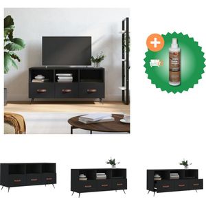 vidaXL Tv-meubel 102x36x50 cm bewerkt hout zwart - Kast - Inclusief Houtreiniger en verfrisser