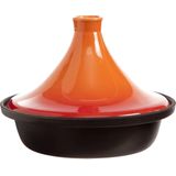 Cosy & Trendy Tajine Zwart / Oranje - Gietijzeren Schaal - Ø25cm - Geschikt voor Inductie