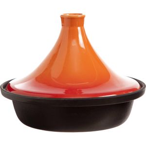 Cosy & Trendy Tajine Zwart / Oranje - Gietijzeren Schaal - Ø25cm - Geschikt voor Inductie