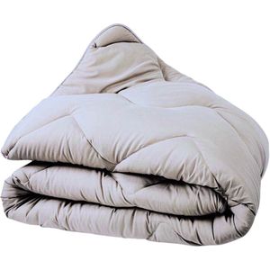 PrincessDekbed Classic 2-in-1 Wasbaar Eazydekbed Zonder Overtrek – Taupe-Zand Bedrukt -Hoesloos 2-Persoons-Lits Jumeaux Extra Lang Dekbed 240×220 cm