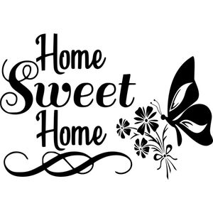 Decoratieve muur - raam sticker - home sweet home - vlinder - bloem