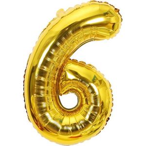 6 jaar ballon cijfer Babydouche - goud folie helium ballonnen - 100 cm - gouden zes verjaardag versiering