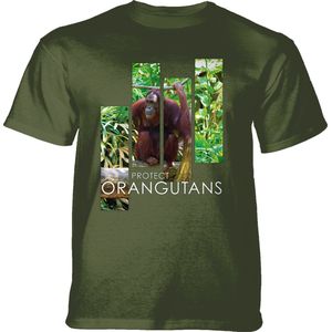 T-shirt Protect Orangutan Split Portrait Green S