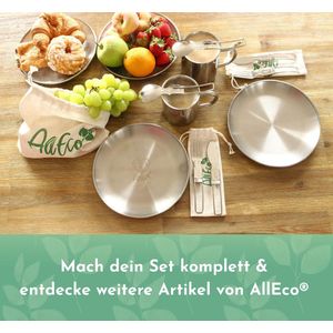 Roestvrij stalen campingborden set 4 stuks diep 22 cm Ø [update: met verbeterd materiaal] picknick & camping servies set 4 personen metalen roestvrijstalen borden accessoires campingkeuken