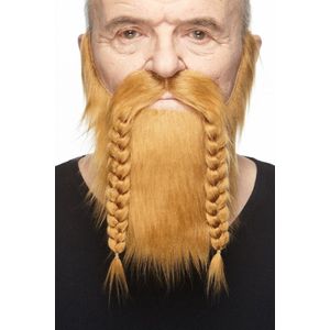 Baard met snor en vlechten Viking blond zelfklevend