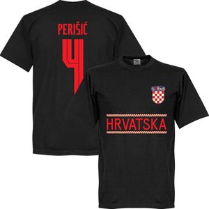 Kroatië Perisic 4 Team T-Shirt 2021-2022 - Zwart - Kinderen - 152