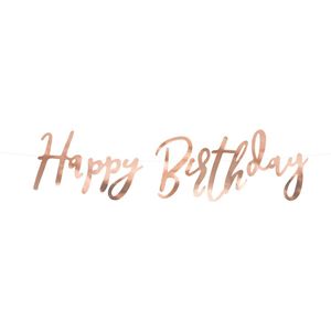 Partydeco - Letterslinger Happy Birthday rose goud