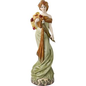 Goebel - Alphonse Mucha | Decoratief beeld / figuur Lente 1900 | Porselein - 32cm - Limited Edition - met echt goud