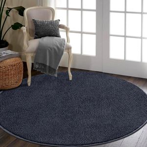 Rond tapijt, pluizige wasbare tapijten voor woonkamer, woonkamer, slaapkamer, rond, zachte karpetten, diameter 160 cm, grijs