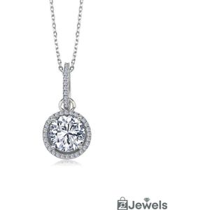 OZ Jewels Zilveren Ketting met 3.00 Karaat Diamant Rond - Accessoires - Liefdessieraden - - Damesketting - Valentijnsdag - Cadeau - Moederdag - Ketting Meisje - Sieraden Dames - In mooie geschenkverpakking