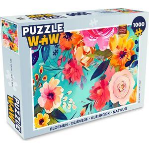 Puzzel Bloemen - Olieverf - Kleurrijk - Natuur - Legpuzzel - Puzzel 1000 stukjes volwassenen