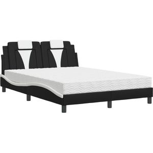 vidaXL-Bed-met-matras-kunstleer-zwart-en-wit-120x200-cm