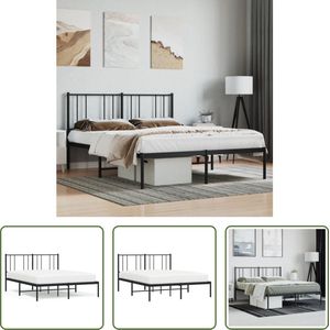 The Living Store Klassieke Bedframe - Zwart - 207 x 125 x 90 cm - Robuuste metalen constructie