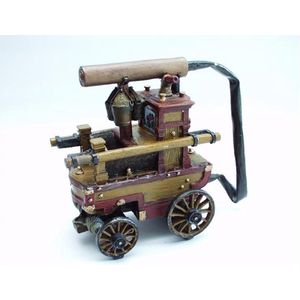 Sculptuur - 14,5 cm hoog - Beeld miniatuur - mannencadeau - modelwagen - Brandweerpomp antiek