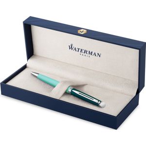 Waterman Hémisphère balpen | metaal-groene lak met palladium-gecoat detail | medium penpunt | Blauwe inkt | met Geschenkdoos
