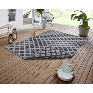 Flycarpets Omkeerbaar Vloerkleed - Binnen & Buitenkleed Nizza- Night Zilver - 80x150 cm