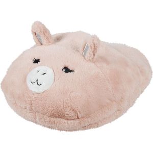 Grote voetenwarmer slof lama roze one size 30 x 27 cm - Dierensloffen/dierenpantoffels