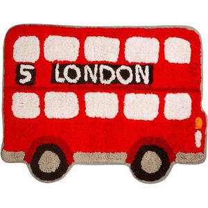 Tapijt Londen bus - Sass & Belle – 40 x 56 cm – katoen - rood