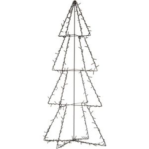 Verlichte figuren zwarte lichtboom/metalen boom/kerstboom met 190 led lichtjes 117 cm - Kerstversiering/kerstdecoratie