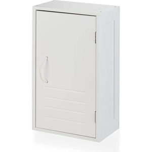 Hangkast badkamer verstelbare legplank - 185 cm - smalle badkamerkast wit - Relaxdays