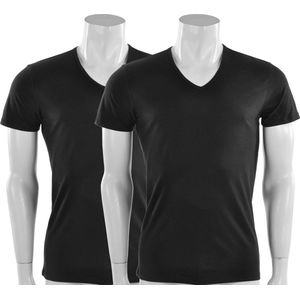 Puma - Basic 2 Pack V-Neck Tee - Zwarte T-Shirts katoen - L - Zwart