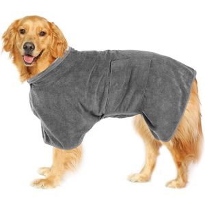 Hondenbadjas - Maat M - Grijs - Badjas Voor Honden - Honden Badjas