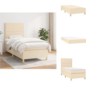 vidaXL Boxspringbed - Comfort Collection - Bed - 203 x 90 x 118/128 cm - Crème - Bed