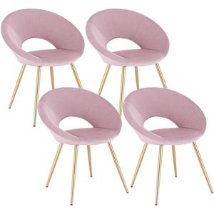 Rootz set van 4 eetkamerstoelen - fluwelen eetkamerstoelen - stoelen met gouden poten - elegant ontwerp - comfortabele zit - verbeterde duurzaamheid - 35 cm x 45 cm x 78 cm