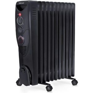 2500W Oliegevulde Radiator - 11 Ribben - Draagbare Elektronische Verwarming Met Timer - 3 Warmtestanden - Thermostaat - Veiligheidsuitschakeling - Zwart