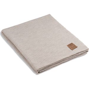 Knit Factory Maxx Gebreid Plaid - Woondeken - plaid - Wollen deken - Kleed - Beige - 160x130 cm