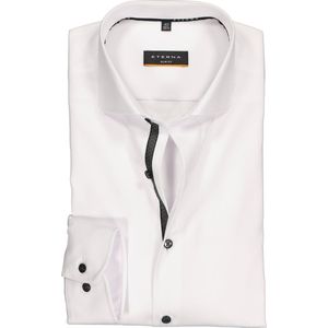 ETERNA slim fit overhemd - niet doorschijnend twill - wit (zwart contrast) - Strijkvrij - Boordmaat: 38