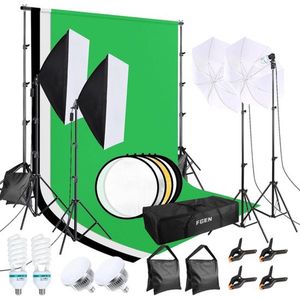 Green Screen met Statief - Achtergrondsysteem - Achtergronddoek - Studiolamp - Fotostudio - Softbox - Inclusief Opbergtas