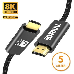 Drivv. HDMI Kabel 2.1 8K - Ultra HD High Speed - HDMI naar HDMI - Geschikt voor Xbox Series X & PS5 - 5 meter - Nylon - Grijs