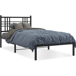 vidaXL - Bedframe - met - hoofdbord - metaal - zwartx190 - cm