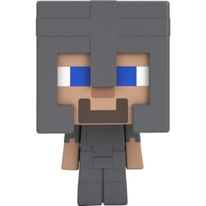 Minecraft Mob Heads Minis - Speelfiguur - Poppetje met grijze helm