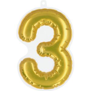 Boland - Folieballon sticker '3' goud Goud - Black & Gold - Black & Gold - Verjaardag - Jubileum - Raamsticker - NYE