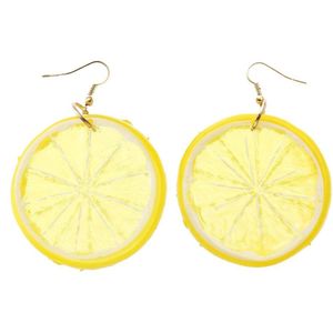Fako Bijoux® - Oorbellen - Plastic Fruit - Citroen Schijfje