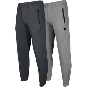 2- Pack Donnay Joggingbroek met elastiek - Sportbroek - Heren - Maat M - Charcoal-marl/Silver-marl