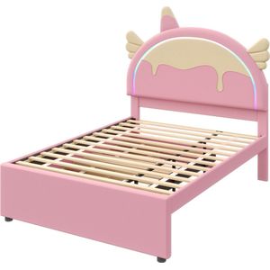 Gotagee Bekleed bed kinderbed tweepersoonsbed logeerbed met uittrekbed 140x200cm PU