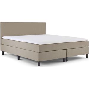 Boxspring Basic 2-persoons 140x200 cm Beige stof - Pocketvering Matras-Topper 7cm