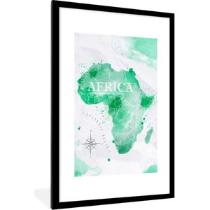 Fotolijst incl. Poster - Afrika - Wereldkaart - Waterverf - 80x120 cm - Posterlijst