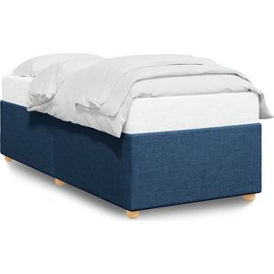 vidaXL - Bedframe - zonder - matras - 90x200 - cm - stof - blauw