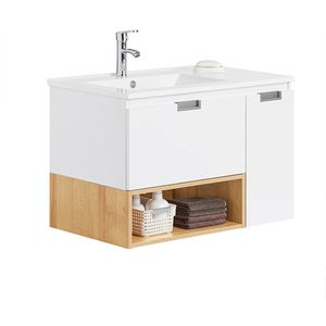 Wortelz muur gemonteerde badkamer wastafel eenheid - ijdelheid kast - ruimtebesparende spaarder - vochtbestendig - 80x54x46cm