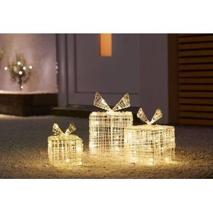 Nampook | Set van 3 Verlichte Geschenkdozen met 40 LED's - 20cm Hoog