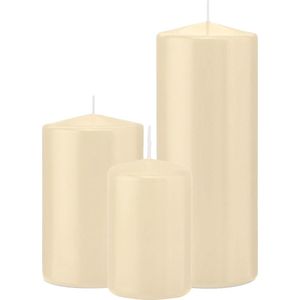 Trend Candles - Stompkaarsen set 6x stuks creme wit 12-15-20 cm