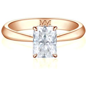 Luminara - 18k Roségouden Radiant Moissanite Verlovingsring met Hidden Halo - 1.8 karaat