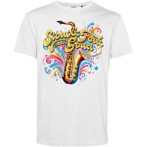 T-shirt Foute Saxofoon | Toppers in Concert 2025 | Stout & Fout maar Goud | Foute Party Shirt | Wit | maat M
