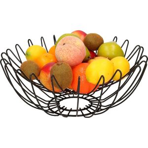 Fruitschaal/fruitmand rond zwart metaal 35 cm - Fruitschalen/fruitmanden - Draadmand van metaal