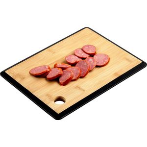 Kesper Keuken voedsel bereiden snijplank - 35 x 26 cm - bamboe hout - zwarte rand - luxe versie